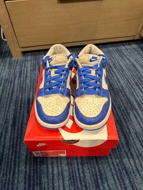 Nike Dunk Low White/Hyper Royal, Size 5.5Y